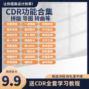 CDR插件自动排版抠图巡边批量数据一键PS墨镜大师一键转曲2021