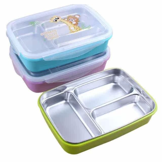 children kids stainless steel lunch box picnic office bento
