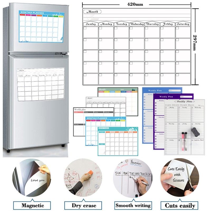 magnetic weekly monthly planner calendar table dry erase cal