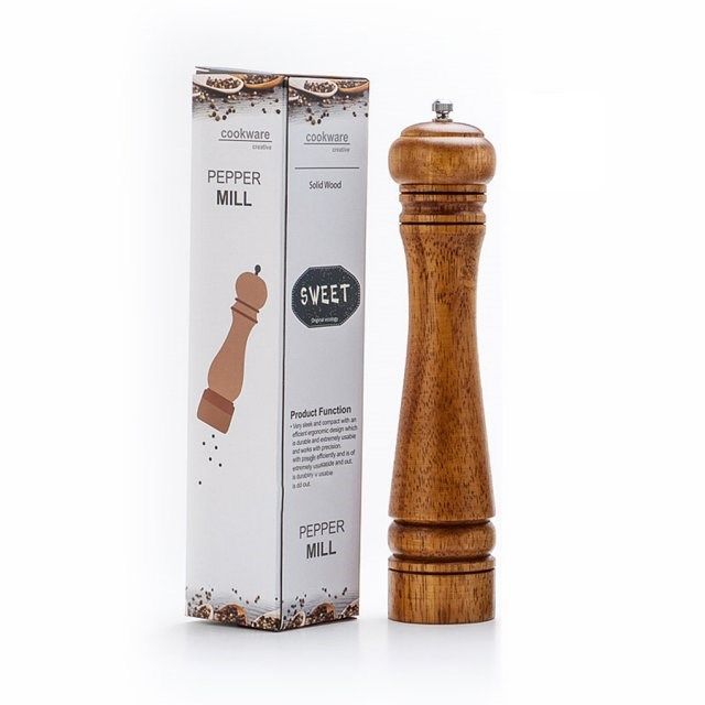 2pcs 5" manual pepper grinder oak wood salt and pepper