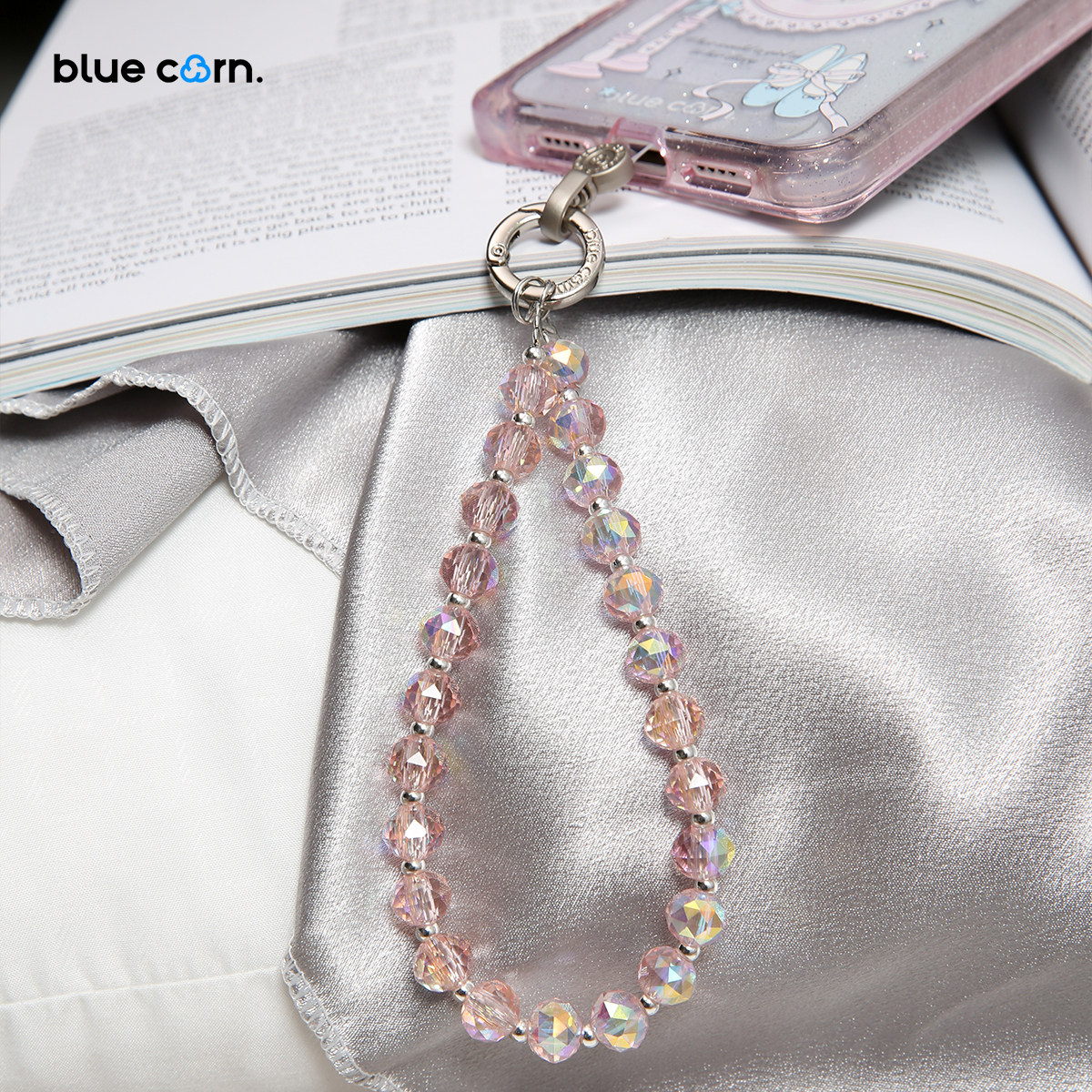 bluecorn 蓝色苞米原创时尚百搭轻奢闪钻彩色水晶葡萄腕带手机链
