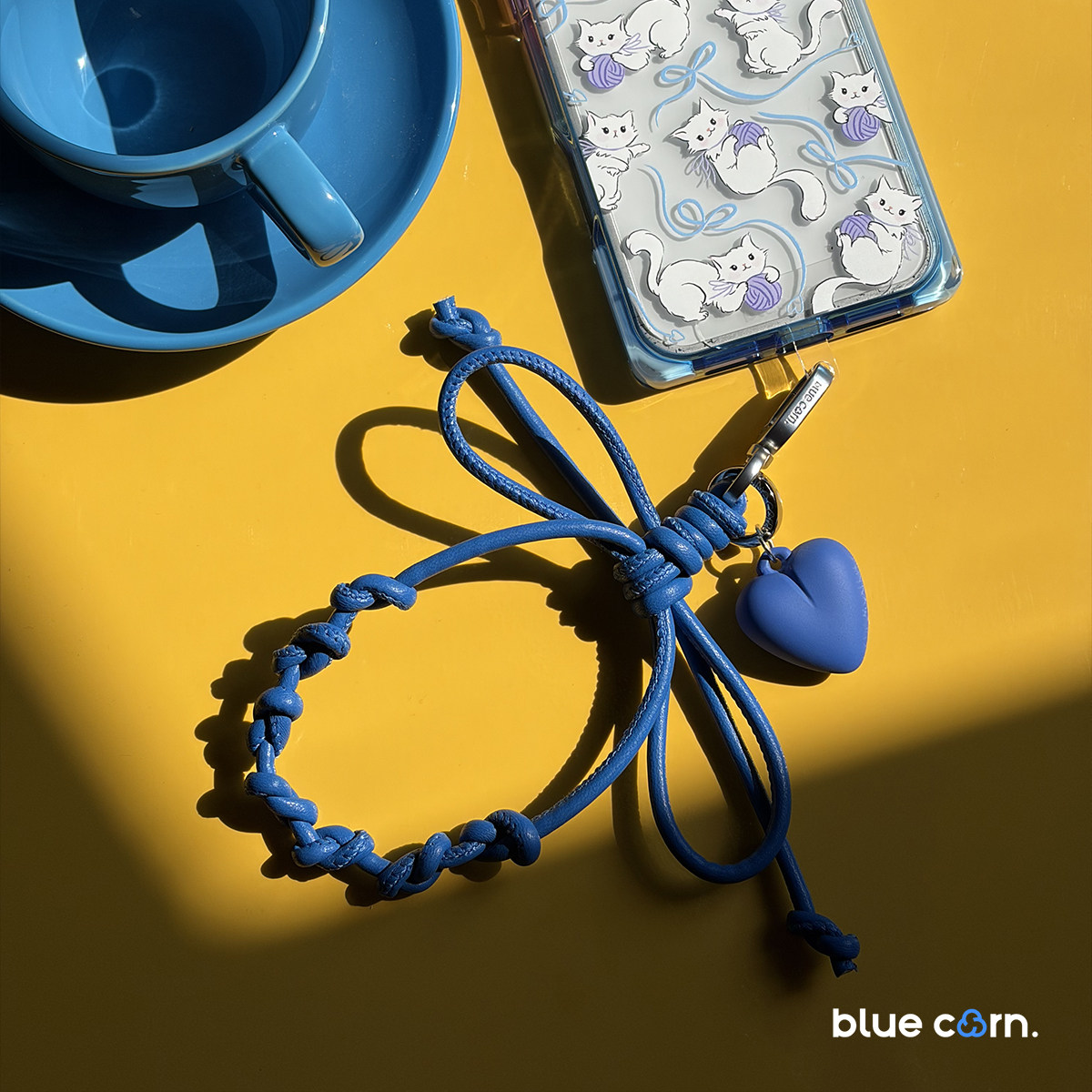 bluecorn 蓝色苞米原创皮绳系列时尚百搭简约可爱蝴蝶结手机挂绳