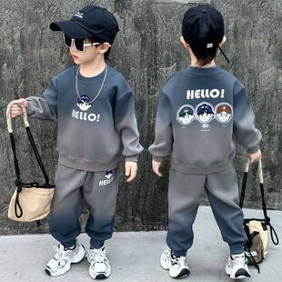 小中童春秋季卫衣运动服男孩帅气渐变2026新款儿童装男童春装套装