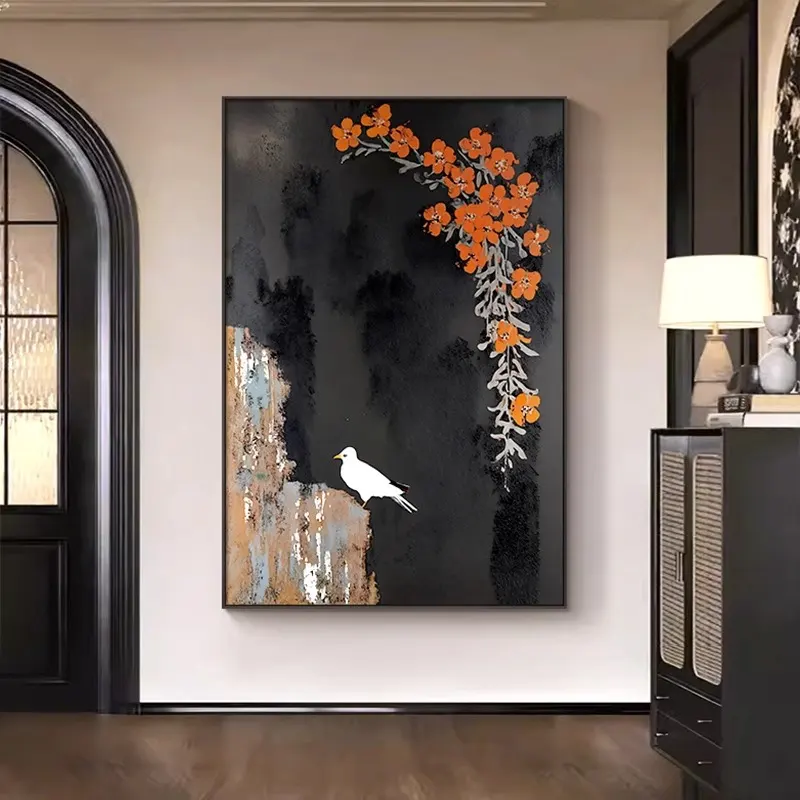 新中式钻石画2024新款中古风花鸟高级感珠画手工十字绣好寓意客厅