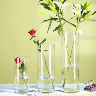 水竹子转运竹花瓶富贵竹专用水培插花瓶大口径玻璃透明水养大号