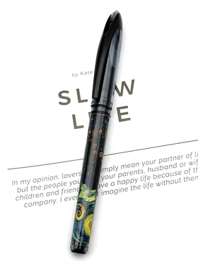 日本uni三菱UBA188中性笔梵高抽象油画DIY黑色水笔黑科技签字笔F