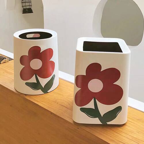高颜值ins风小红花双层垃圾筒