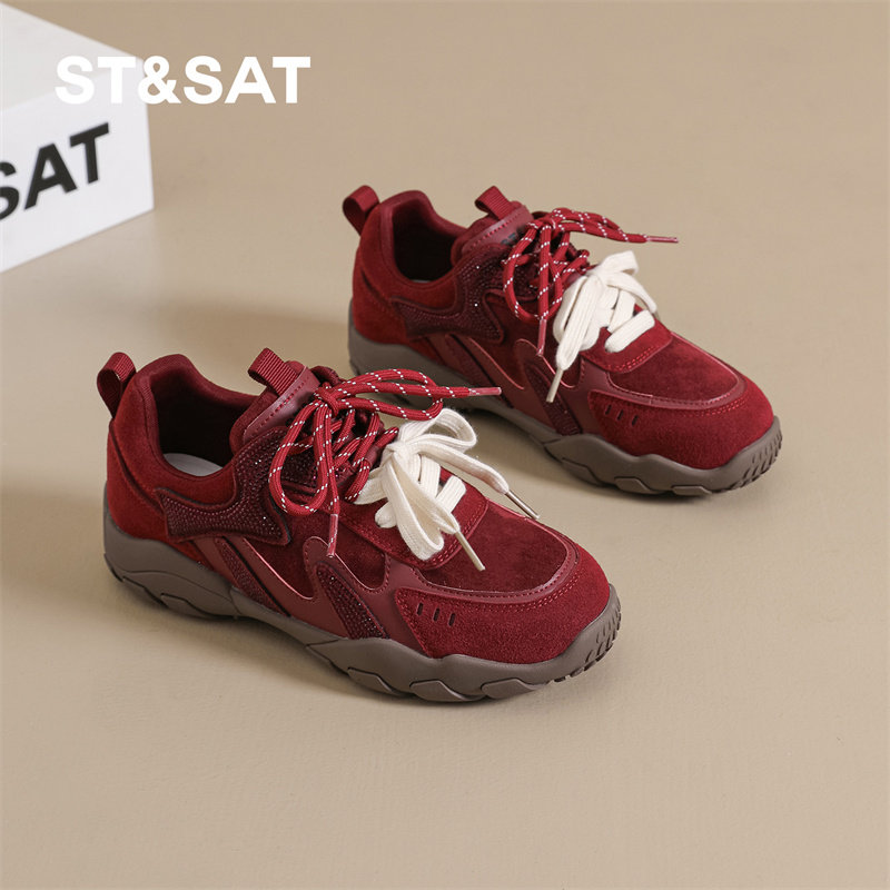 星期六红色德训鞋2025秋季新款