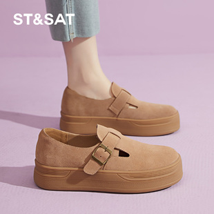 美拉德单鞋 星期六女鞋 百搭轻便勃肯鞋 4CM软底休闲鞋 春秋新款