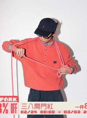 O3PARK秋季新款宽松百搭复古日系立领长袖山系户外摇粒绒高领卫衣