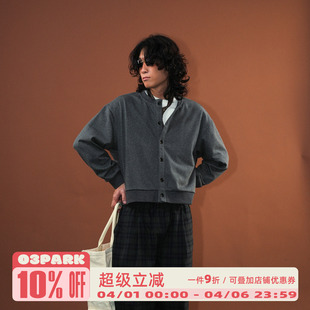 针织纽扣开衫 百搭宽松百搭卫衣外套复古英伦格雷系短款 O3PARK新款