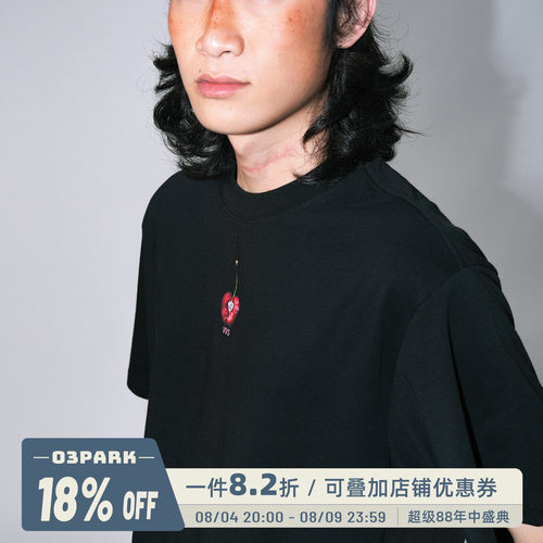 O3PARK新款车厘子水果印花T恤