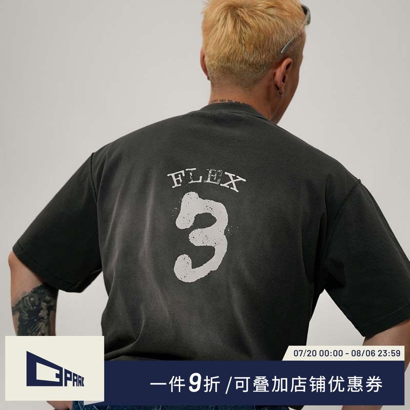 O3PARK水洗做旧印花短袖