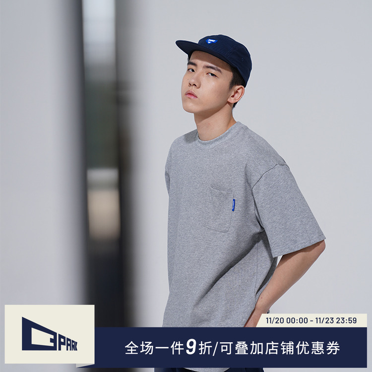 o3park短袖日系280g重磅休闲落肩