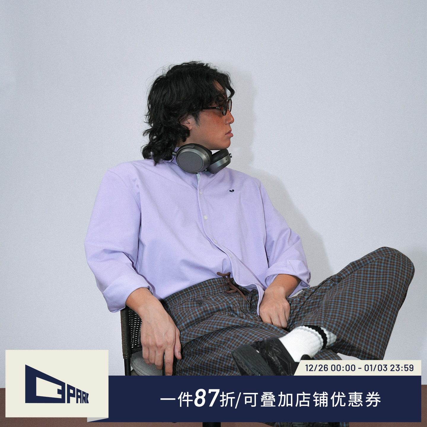 O3PARK秋季新款复古学院风衬衫