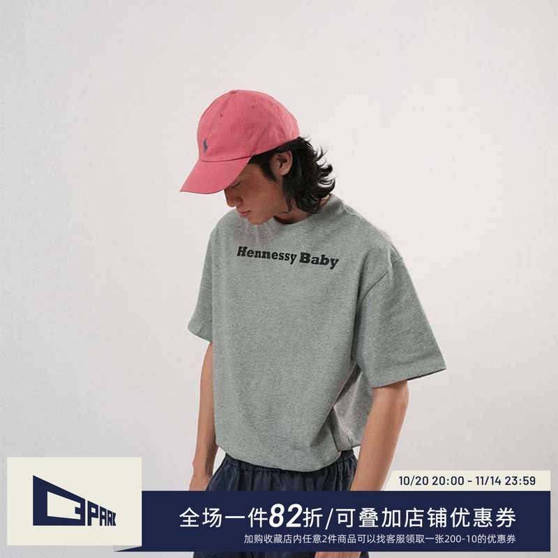 O3PARK夏季短袖文字印花T恤