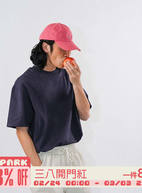 O3PARK夏季新款索洛纳速干凉感短袖重磅小领口宽松纯色黑色T恤