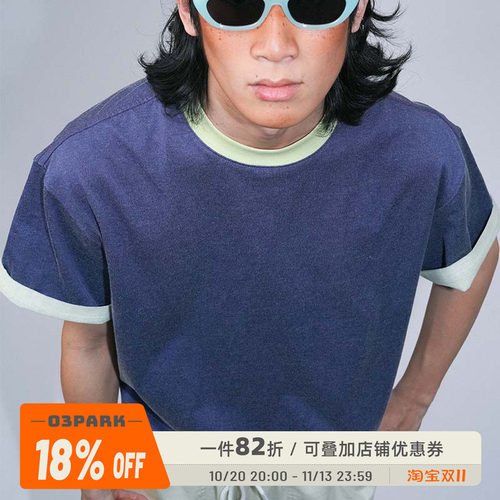 O3PARK复古双色短袖T恤