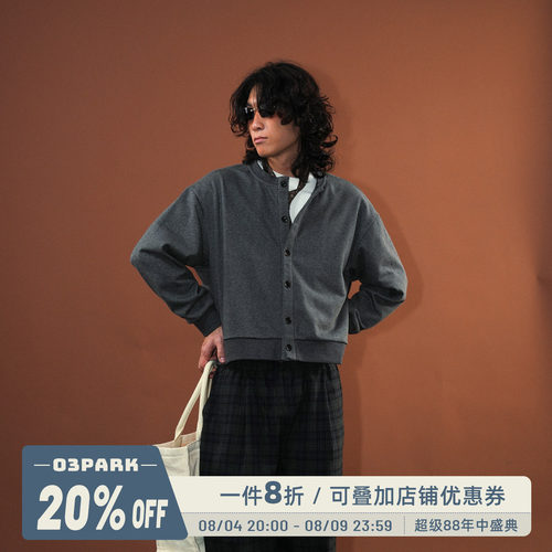 O3PARK复古英伦短款针织开衫
