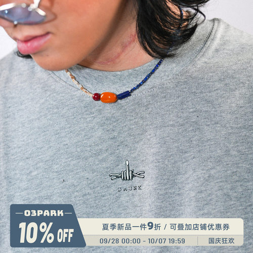 O3PARK夏季纯棉宽松DRUNKT恤