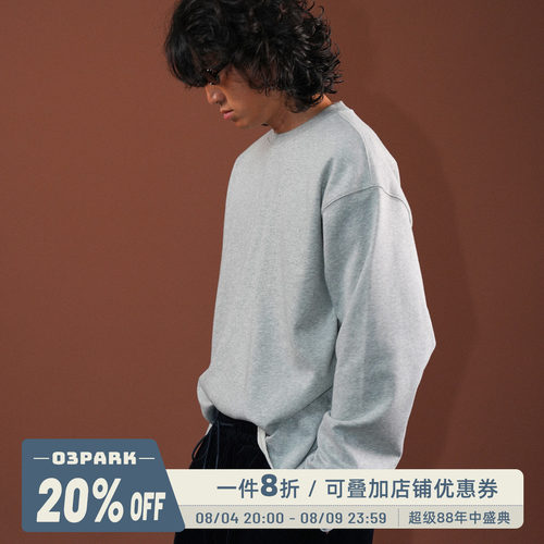 O3PARK新款复古毛边短款卫衣