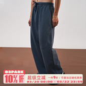 洗褪做旧宽松阔腿卷边卫裤 O3PARK秋新款 毛边炒色泛白重磅休闲裤