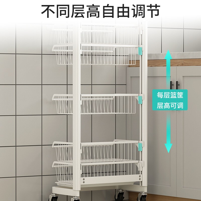 #ININ太空铝厨房蔬菜置物架落地多层放水果架子小推车果蔬