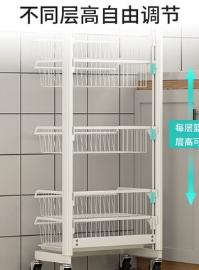 #ININ太空铝厨房蔬菜置物架落地多层放水果架子小推车果蔬