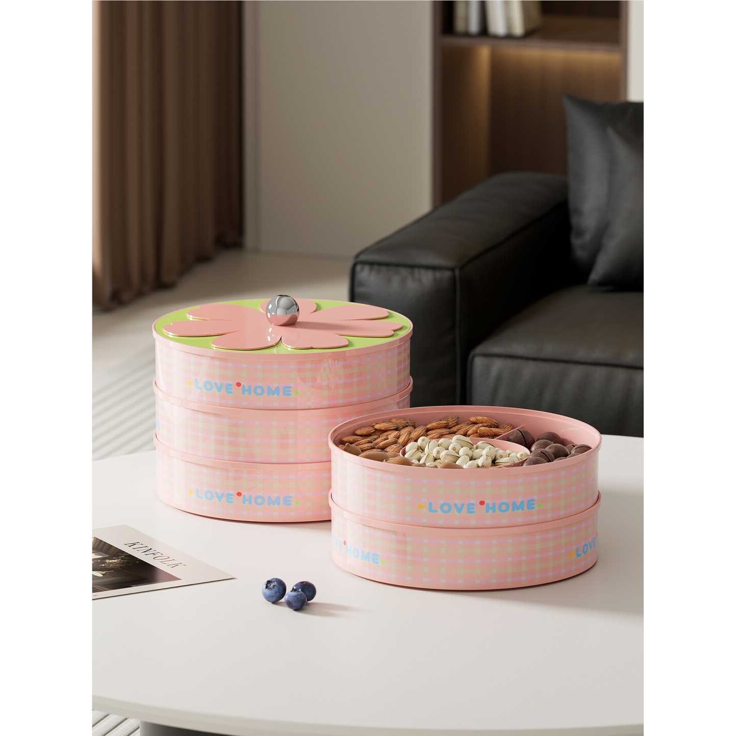 #ININ干果盘家用客厅茶几坚果瓜子收纳盒过年糖果盒水果零食盘PH