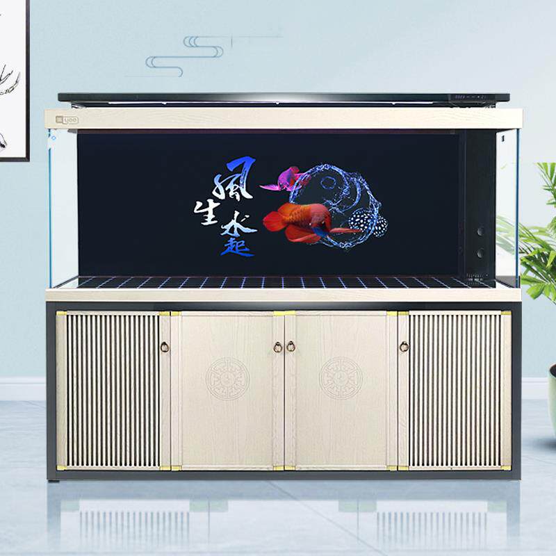 YEE意牌鱼缸客厅型落地超白玻璃水族箱 屏风底滤龙鱼缸免换水