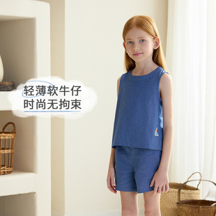 Petite Revery加拿大小云朵T恤儿童轻薄牛仔连衣裙衬衫短裤背心