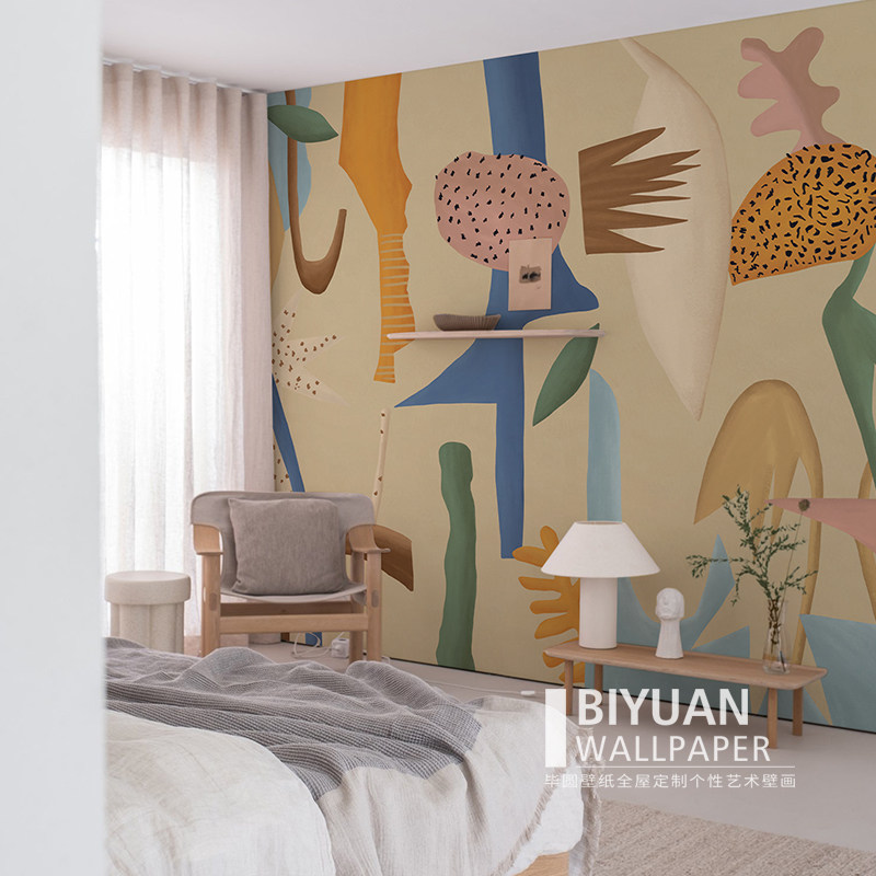 定制墙布现代抽象个性电视背景墙纸壁画北欧客厅卧室床头艺术壁纸