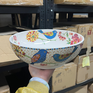 波西米亚风陶瓷大号和面盆汤盆炖菜盆水果盆12英寸大盆南瓜 清仓