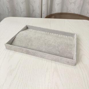 大冰花灰绒布首饰收纳盒珠宝珍珠项链首饰品专用展示盘拍照看货盘