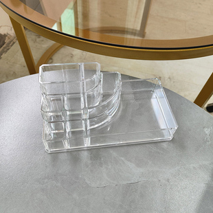 透明桌面小号亚克力口红收纳架小样化妆品整理盒床头小物品摆放盒