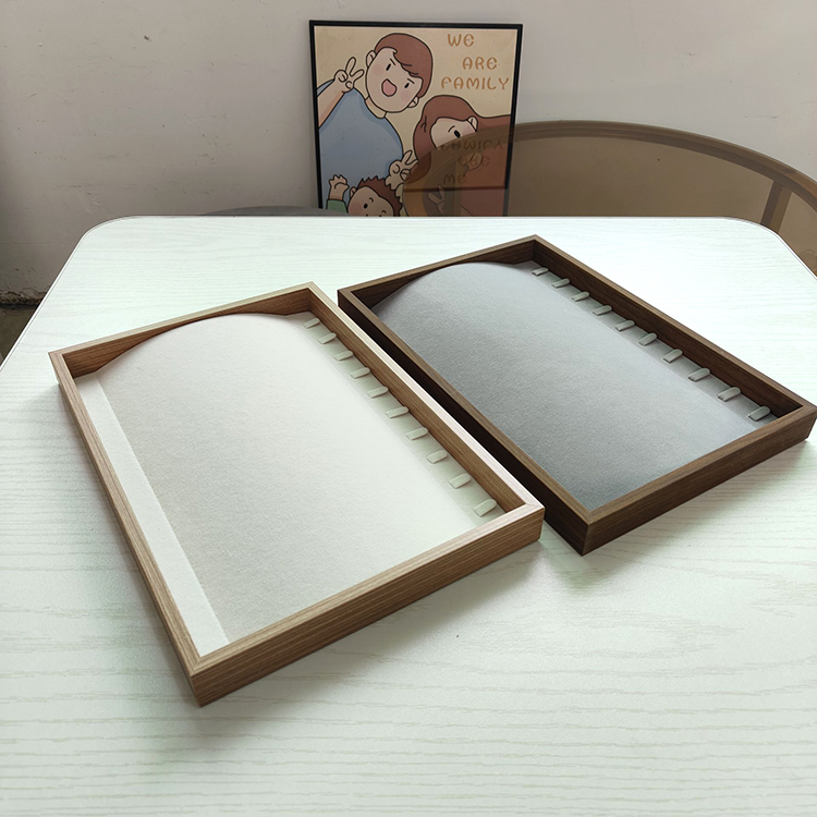 加大号竹木纹绒布首饰收纳盒珠宝项链首饰品专用展示备货盘拍照盘