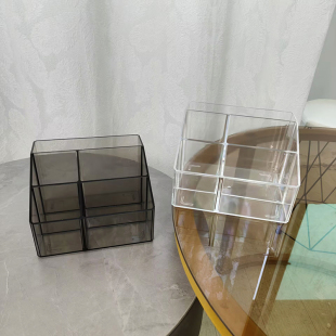透明桌面五格学生笔筒办公室桌面文具收纳盒面膜美甲化妆刷整理架