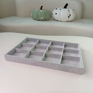 加大号绒布首饰收纳盒冰花绒首饰托盘12格盘手镯盒首链展示饰品盒