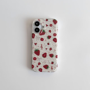 满屏红点草莓适用苹果17promax大孔手机壳iPhone17pro双层16/15/14/13pro可爱卡通vivo华为P70小米17oppo防摔