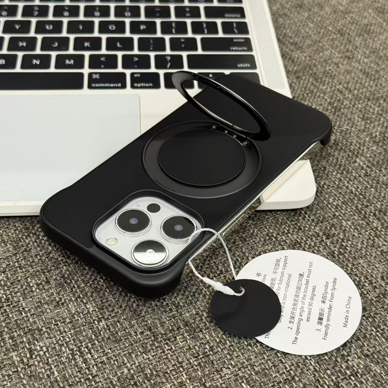 黑色无边框贴皮磁吸支架适用苹果13/14/15/16/17promax高级感手机壳华为p80pro情侣款小米17promax耐脏保护套