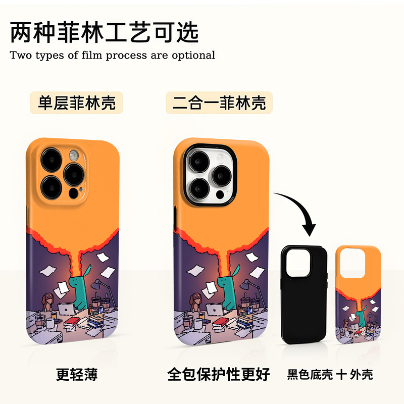 恐龙头脑风暴适用苹果17/16promax菲林二合一手机壳iPhoneAIR小众15/14创意vivo华为P70小米17/15oppo防摔套