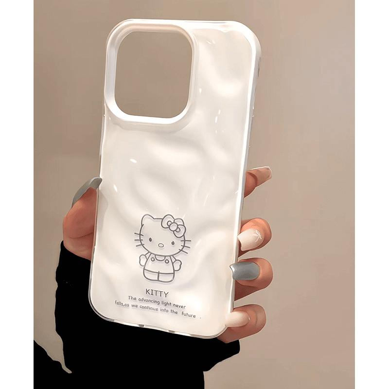 奶呼呼Kitty褶皱手机壳适用苹果17promax陨石纹手机壳iPhone16/15/14pro全包防摔16/15/14plus可爱卡通14/13