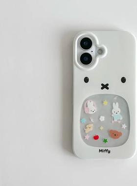 镂空米菲标签适用苹果17promax高透透明手机壳iPhone16pro/14/13/12/11x/xr华为P70vivo小米1514oppo防摔保护