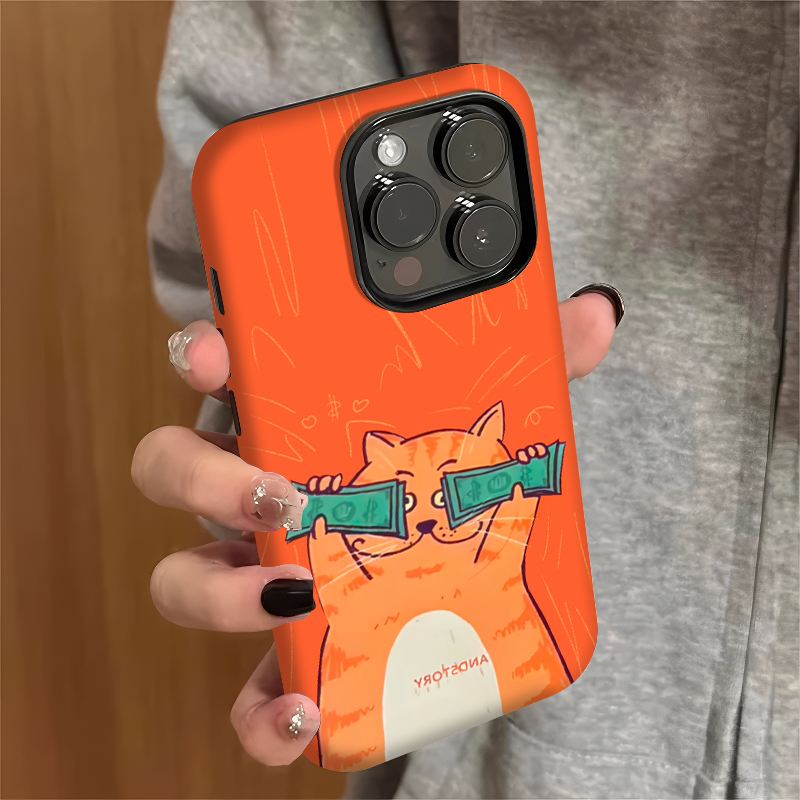 财迷橘猫适用适用苹果17/16promax菲林二合一手机壳iPhoneAIR小众15/14小众创意vivo华为P70小米17oppo情侣套