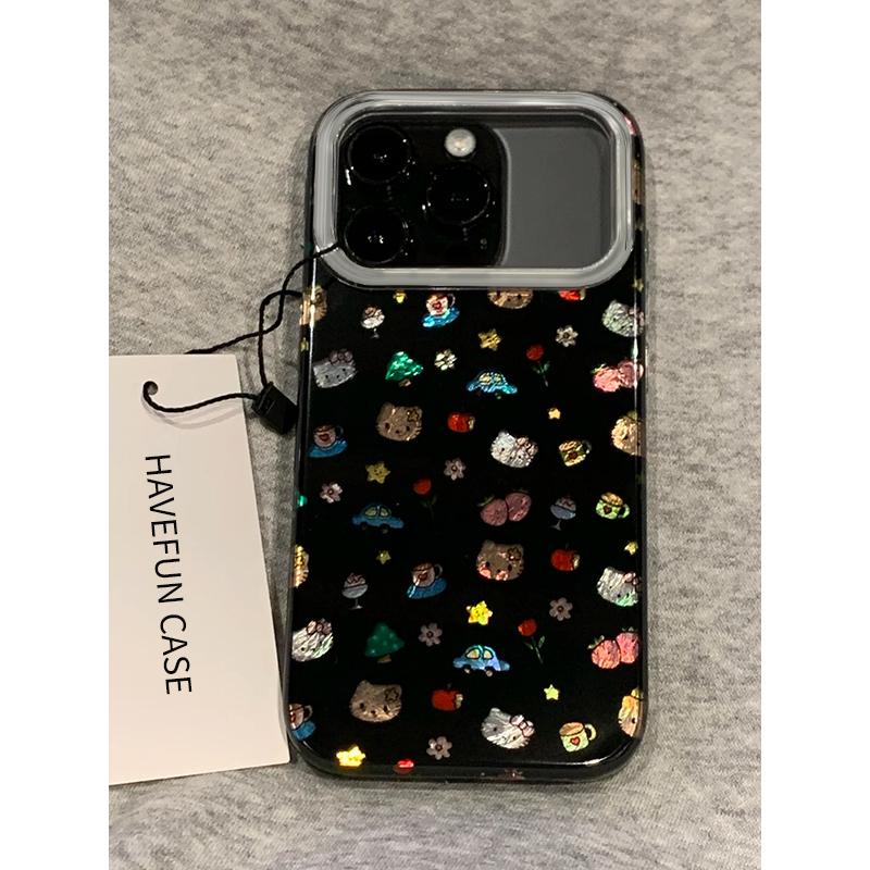 玫瑰花猫咪插画适用苹果17promax冰川手机壳iPhone16pro新款15/14pro全包防摔12/11华为P70vivo小米17PROoppo