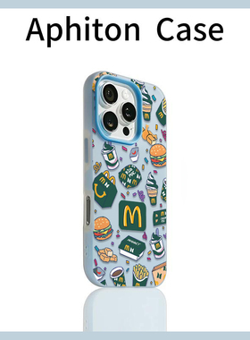 绿色M记套餐适用苹果16promax果冻肤感二合一手机壳iPhone14/13可爱卡通1211华为P70vivo小米15PROoppo保护套