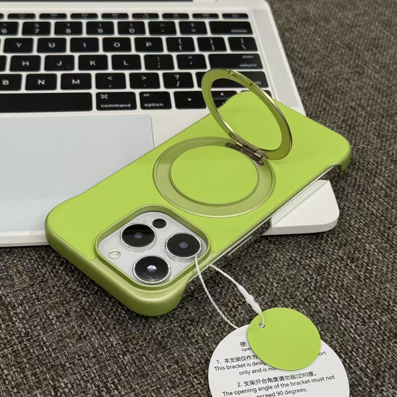 荧光绿无边框贴皮磁吸支架适用苹果13/14/15/16/17promax高级感手机壳华为p80pro男女小米17promax防摔保护套