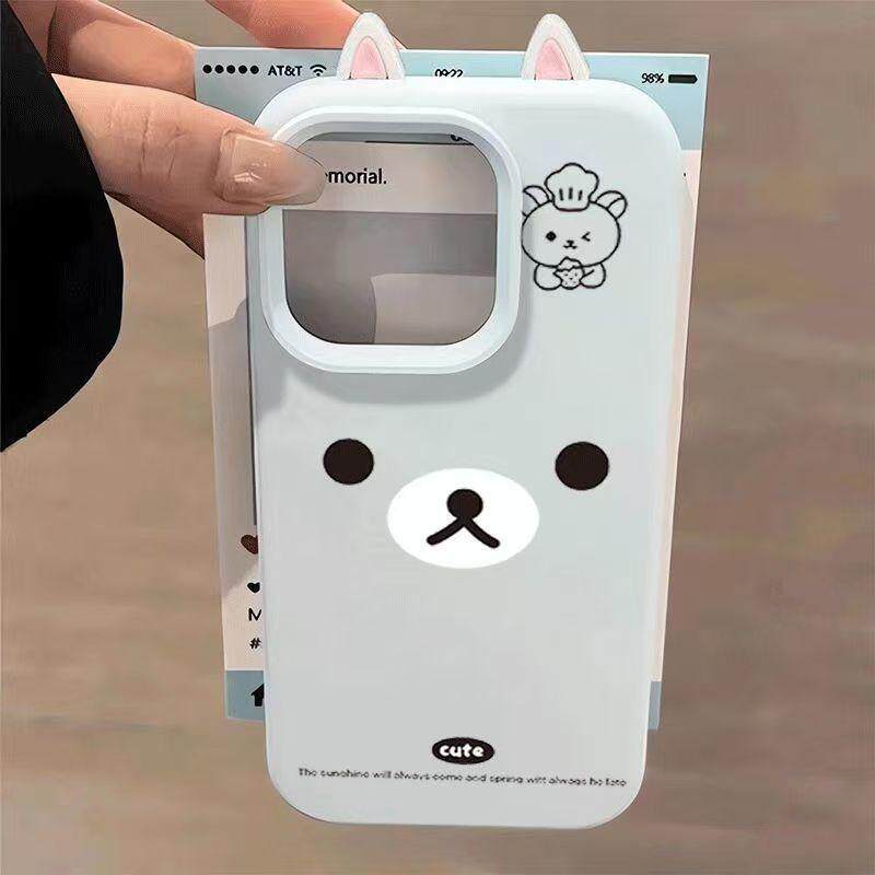 厨师轻松熊猫耳朵适用苹果17promax糯米手机壳iPhone16/15/14pro肤感12磨砂16/15/14plus硅胶软壳13pro防摔套