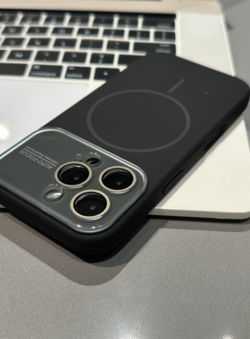 黑色大视窗液态磁吸适用苹果17promax手机壳iPhone16pro新款15/14pl.us简约纯色13pro高级12磨砂质感11保护套