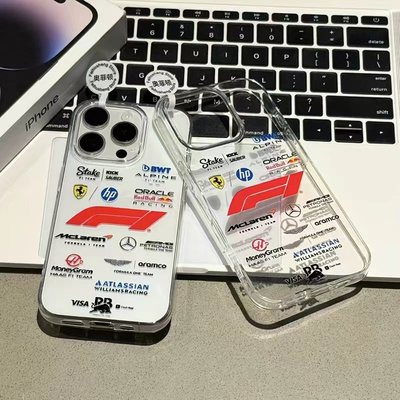 简约F1车标适用苹果17promax高透透明手机壳iPhone16pro/14plus/13/12/11/华为P70vivo小米15/14oppo防摔保护